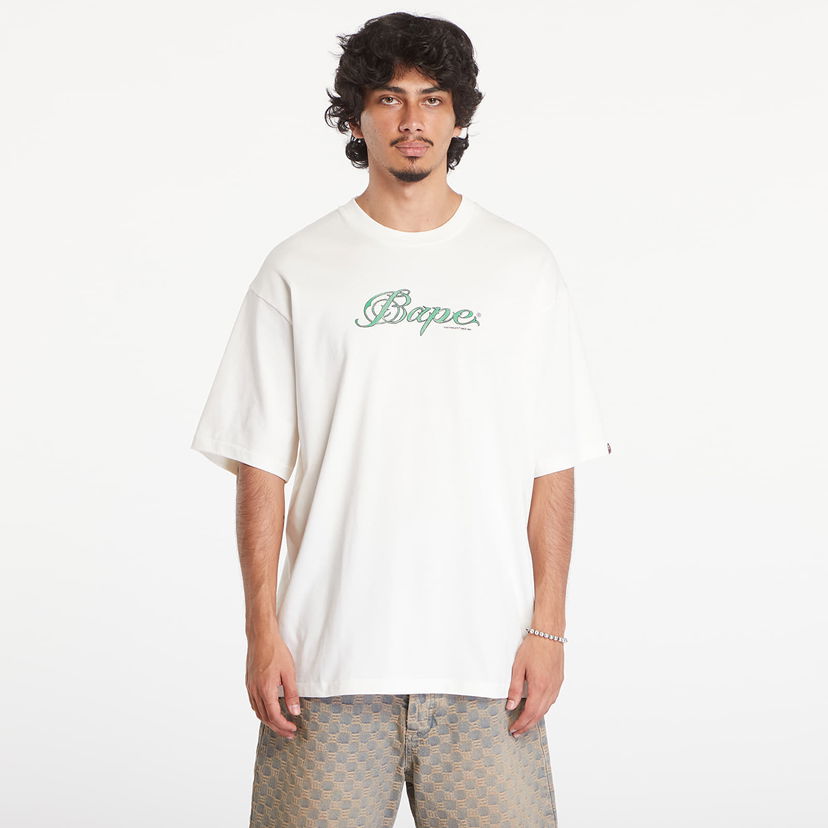 Тениска BAPE A BATHING APE Logo Relaxed Fit Short Sleeve Tee Ivory Бяло | 001TEK801316M IVY