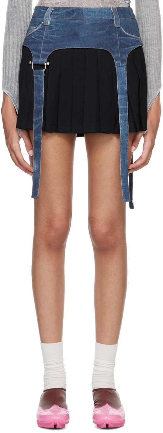 Пола Andersson Bell Andersson Bell Trompe L'œil Pleated Miniskirt Черно | apa763w, 0