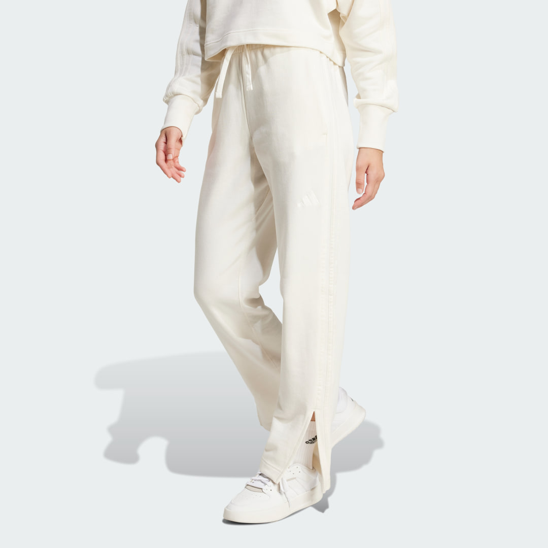 Спортни панталони adidas Performance Terry 3-Stripes Straight Leg Joggers Бяло | IW1134, 0