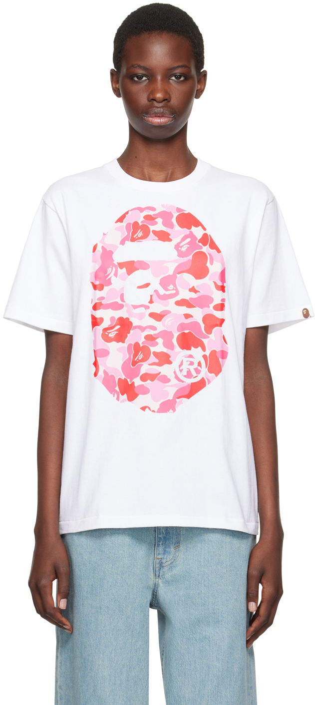 Тениска BAPE BAPE White ABC Camo Big Ape Head T-Shirt Бяло | 001TEK301006M, 0