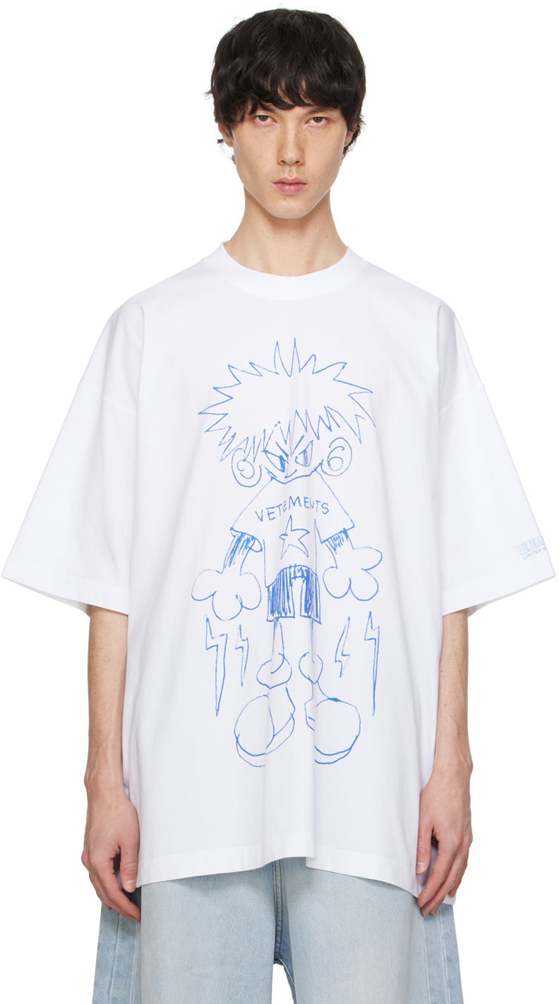 Тениска VETEMENTS Scribbled Teen T-Shirt Бяло | UE64TR340W