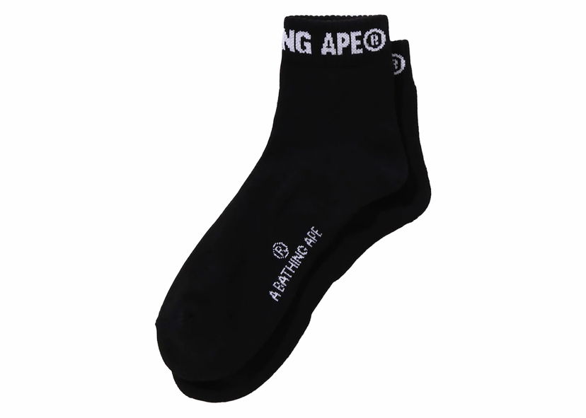 Чорапи BAPE BAPE Logo Short Socks Black Черно | 1K30-184-005