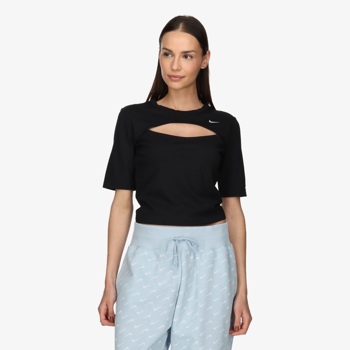 Съкратен топ Nike NSW Essential Cutout Half Sleeve Top Черно | FB8282-010, 0