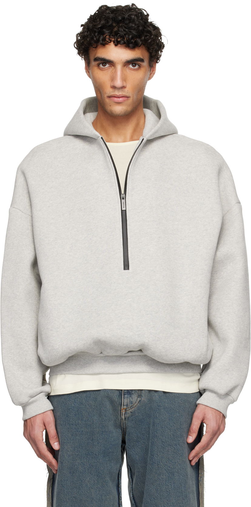 Суитчър Fear of God Athletics Half Zip Hoodie Сиво | FG25FW12-123FLC-054