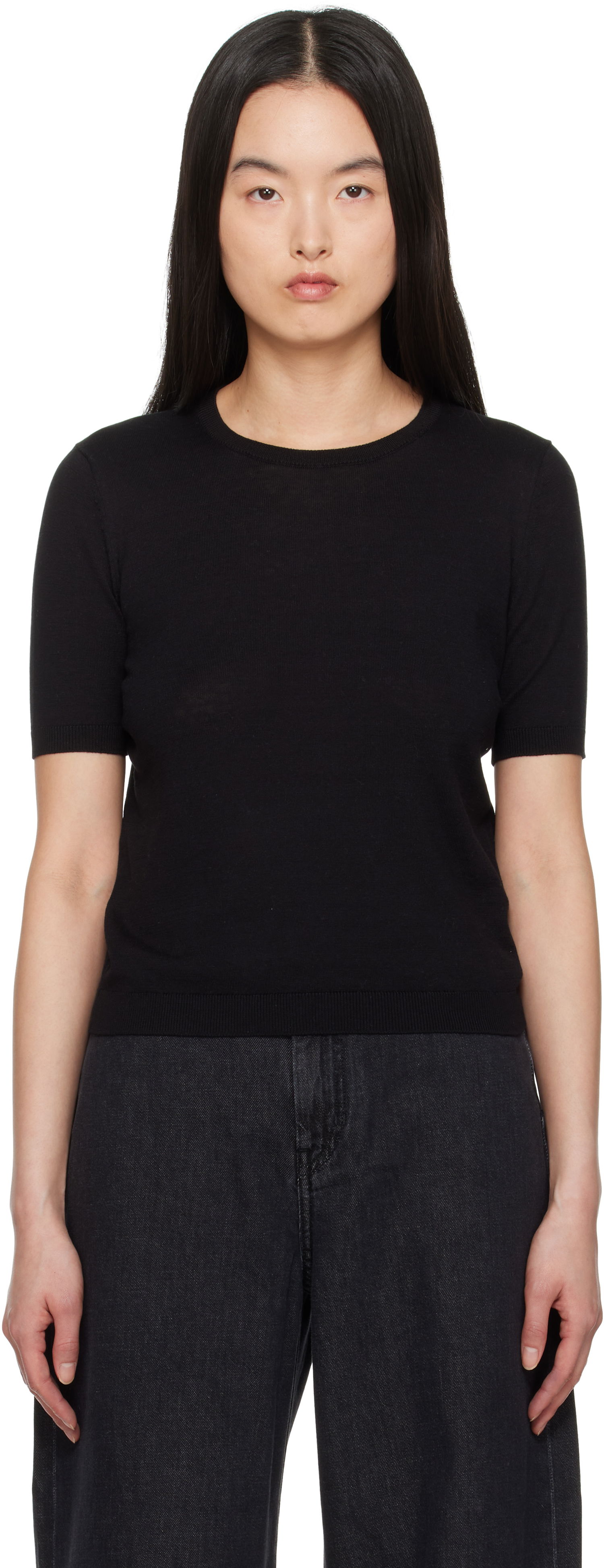 Пуловер Max Mara Weekend Max Mara Zibetto Knit T-Shirt Черно | 2515361041600, 0