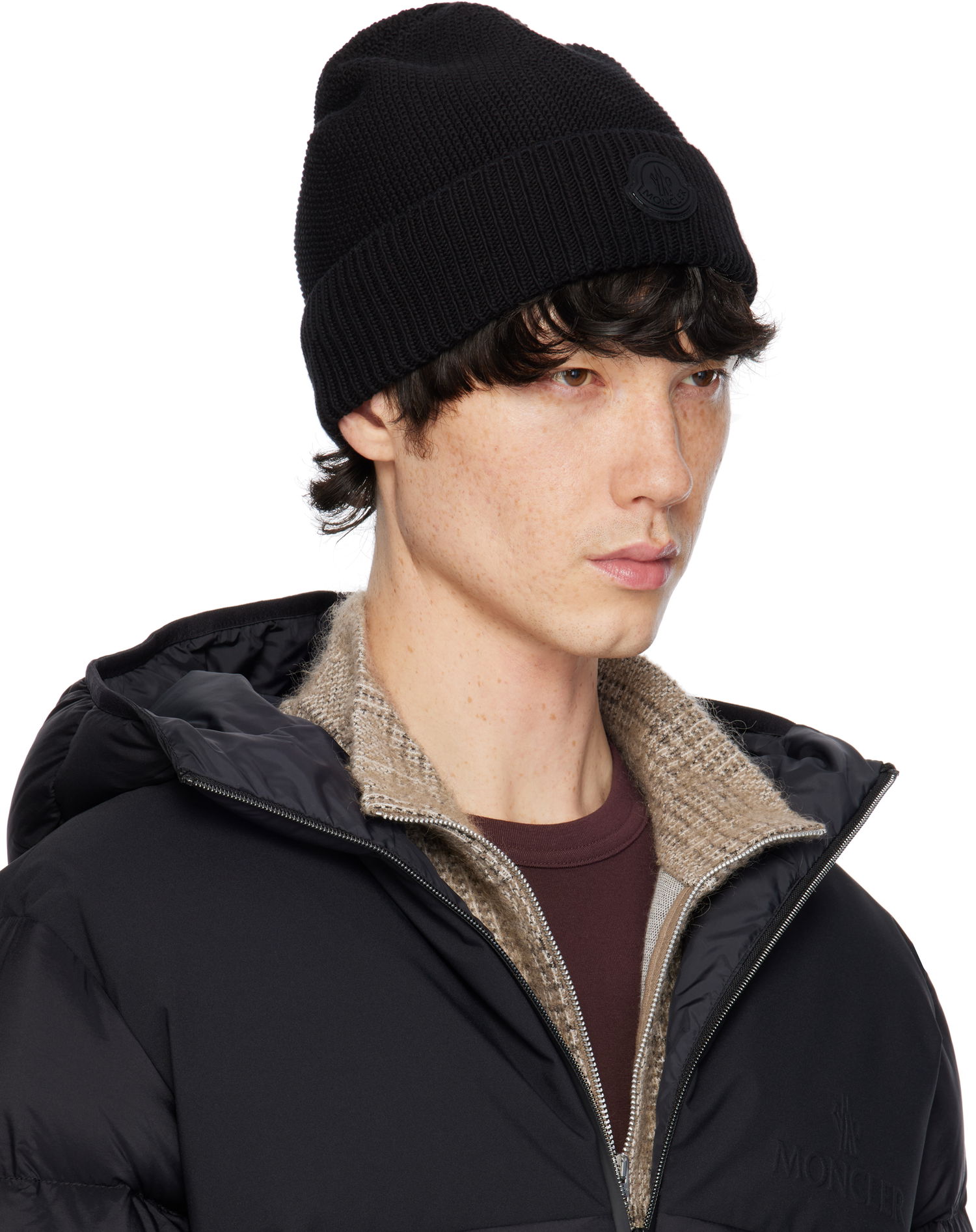 Шапка Moncler Moncler Logo Patch Beanie Черно | K10913B00022M1367, 1