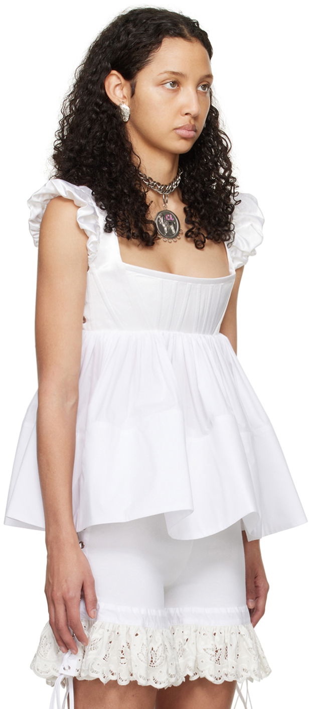 Потник Chopova Lowena Ruffle Trim Tank Top Бяло | 2216, 1