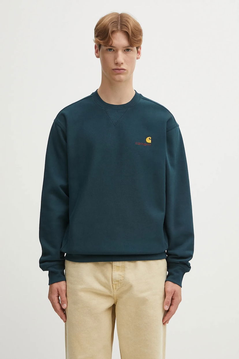 Суитчър Carhartt WIP American Script Sweatshirt with embroidered logo Зелено | I025475.0AUXX