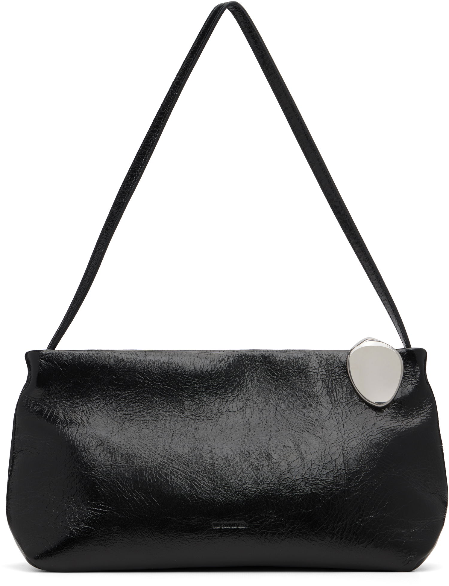 Чанта през рамо Jil Sander Crinkled Patent Leather Jewel Zip Shoulder Bag Черно | J07ZH0058_P7203, 0