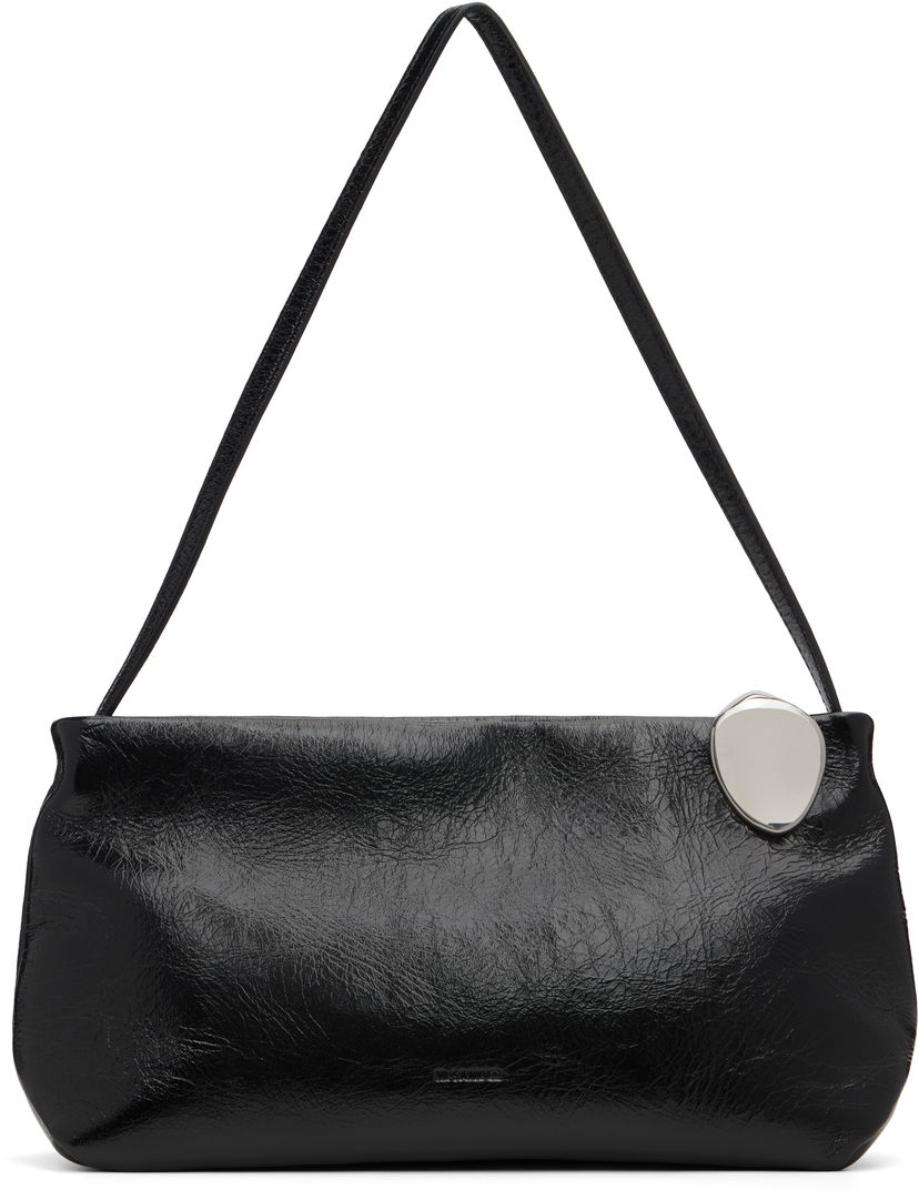 Чанта през рамо Jil Sander Crinkled Patent Leather Jewel Zip Shoulder Bag Черно | J07ZH0058_P7203