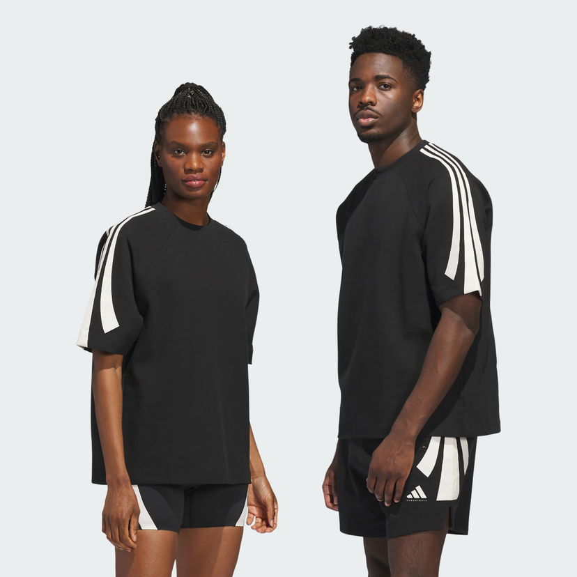 Суитчър adidas Performance Basketball Short Sleeve Sweatshirt Черно | JX5592