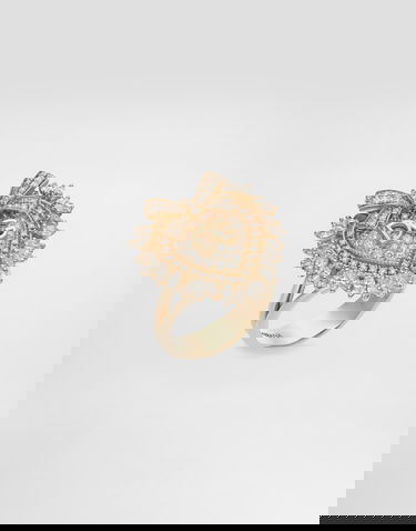 Пръстен Dolce & Gabbana Dolce & Gabbana Devotion Heart Ring with Diamonds and Bow, Size 50 Жълто | WRND1KWYEDWZOO00, 2