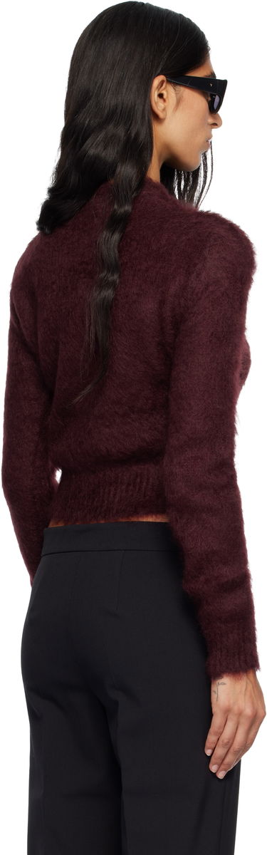 Пуловер Max Mara Max Mara Adatti Fuzzy Cropped Mock-Neck Sweater Бургунди | 2521366263600, 2