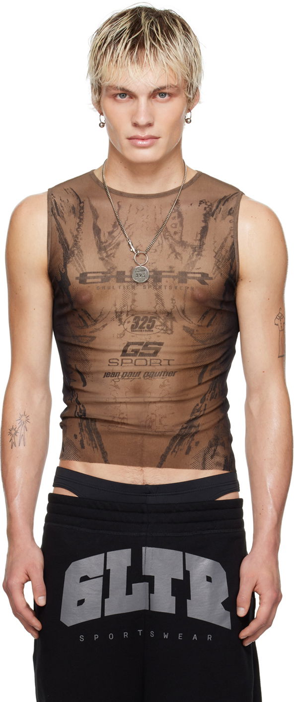 Потник Jean Paul Gaultier Shayne Oliver Edition 'GS Sport' Graphic Tank Top Кафяво | 24/27-U-DB034-T550-6700, 0