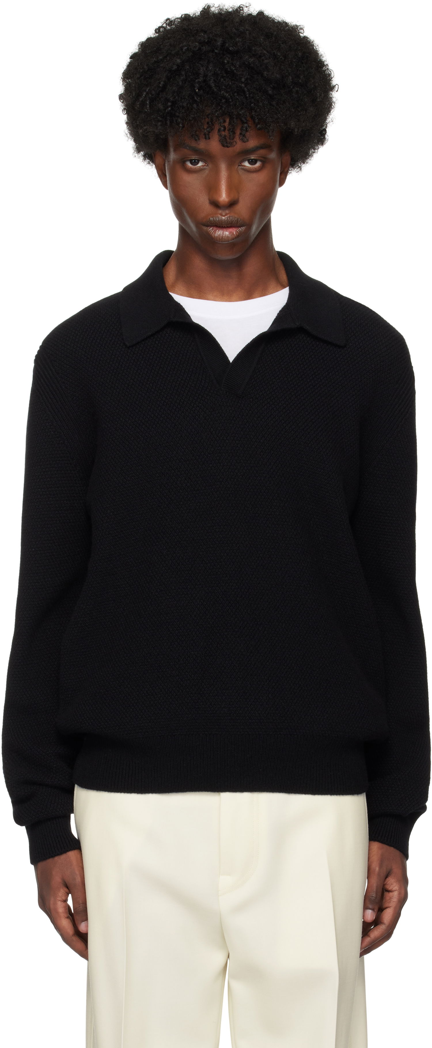 Поло тениска ZEGNA Cashmere Polo Черно | UEK85A8-131, 0
