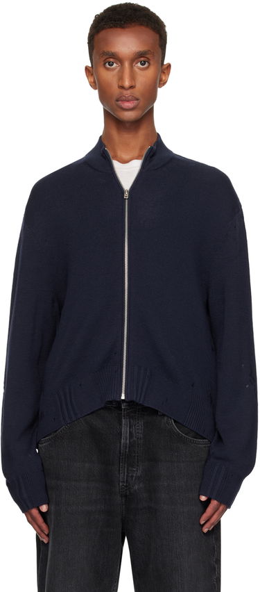 Пуловер Acne Studios Acne Studios Distressed Zip Cardigan Тъмно синьо | B60334-, 0