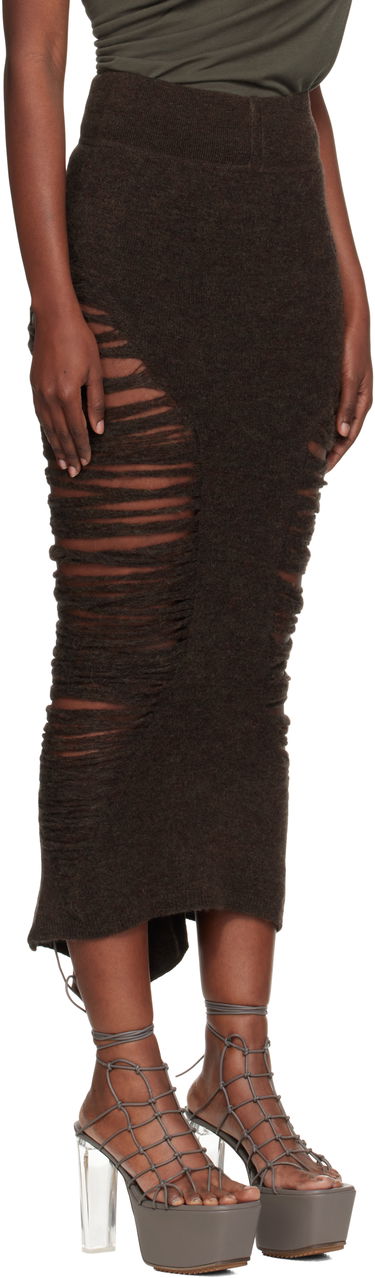Пола Rick Owens Rick Owens Calf Dauphine Midi Skirt Кафяво | RP02E4685 KGRIDP, 1