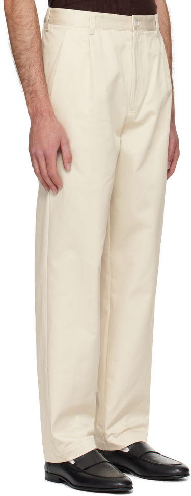 Панталони BOSS Relaxed-Fit Cotton Twill Trousers Бяло | 50546924, 1