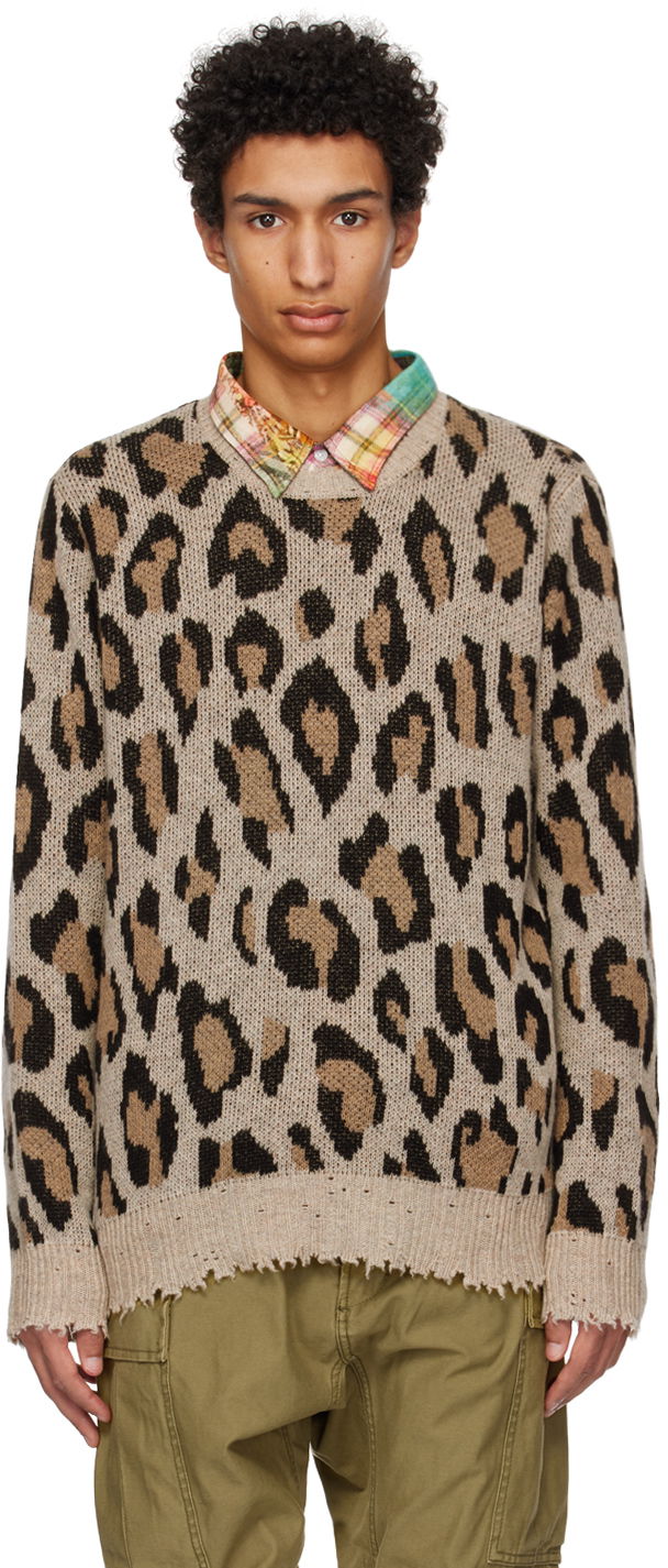 Пуловер R13 R13 Leopard Knit Sweater Бежово | R13W3571-10, 0