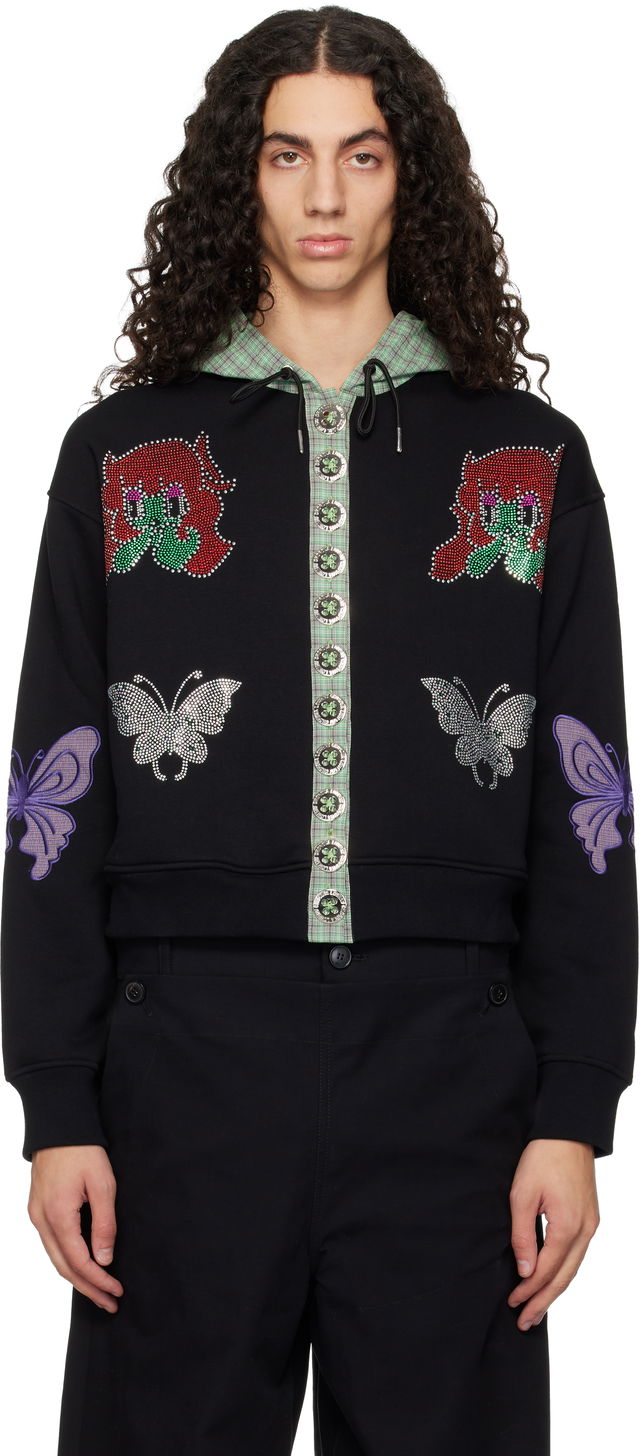 Chopova Lowena Berg Embellished Button-Front Hoodie