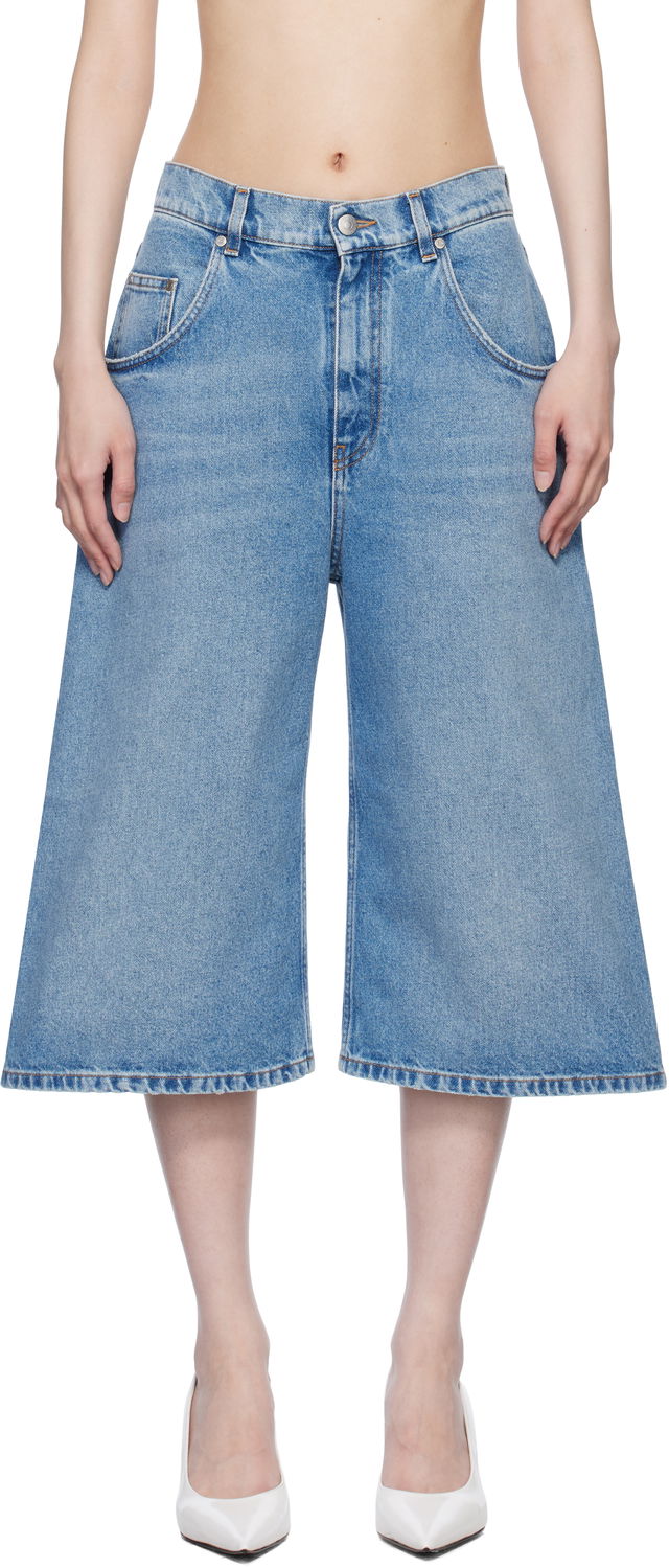 Stella McCartney Vintage Wash Denim Wide Leg Shorts