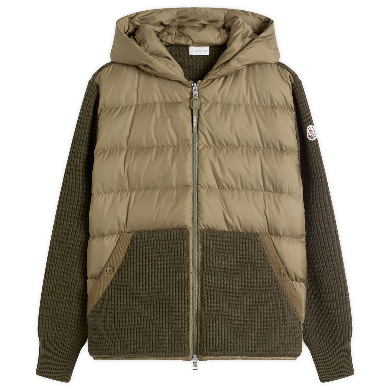 Пухо яке Moncler Knit Waffle Jacket With Hood Зелено | 9B000-31-M4281-828, 0