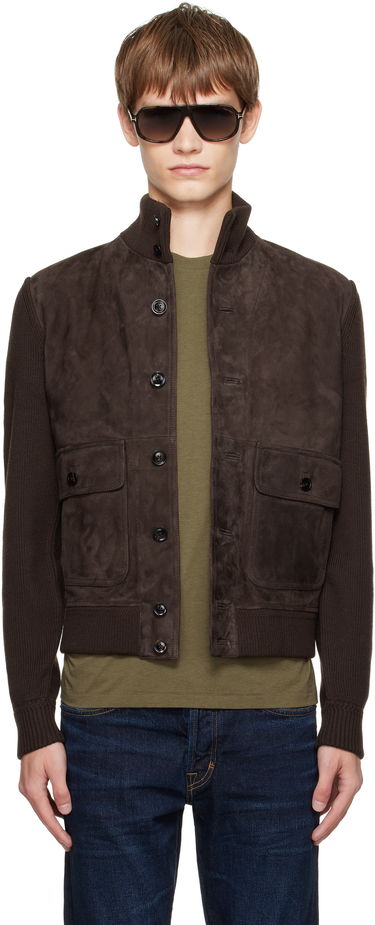 Яке Tom Ford TOM FORD Suede and Merino Jacket Кафяво | KBF001-YMW110, 0