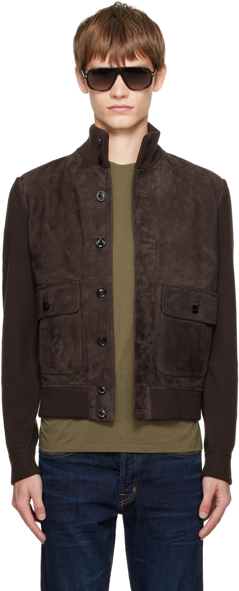 Яке Tom Ford TOM FORD Suede and Merino Jacket Кафяво | KBF001-YMW110