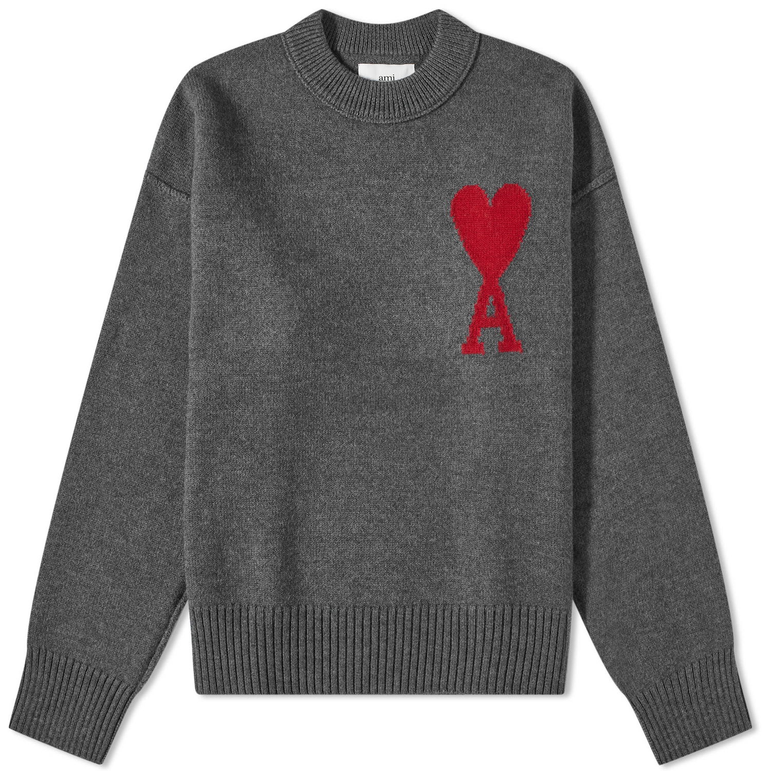 Пуловер AMI A Heart Crewneck Сиво | BFUKS006-018-084, 0