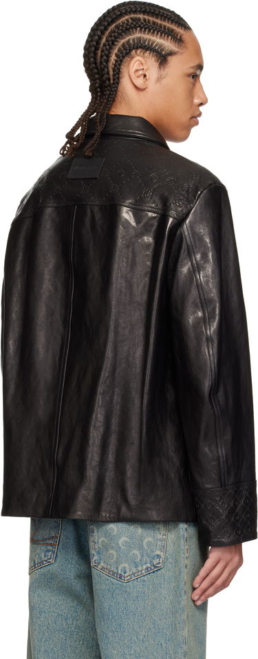 Яке Marine Serre Marine Serre Monogram Embossed Boxy Leather Jacket Черно | MJA065B RLEA0021, 2