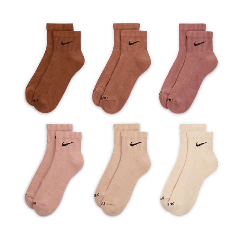 Чорапи Nike Everyday Plus Cushioned Ankle Socks 6 Pairs Кафяво | SX6899-904