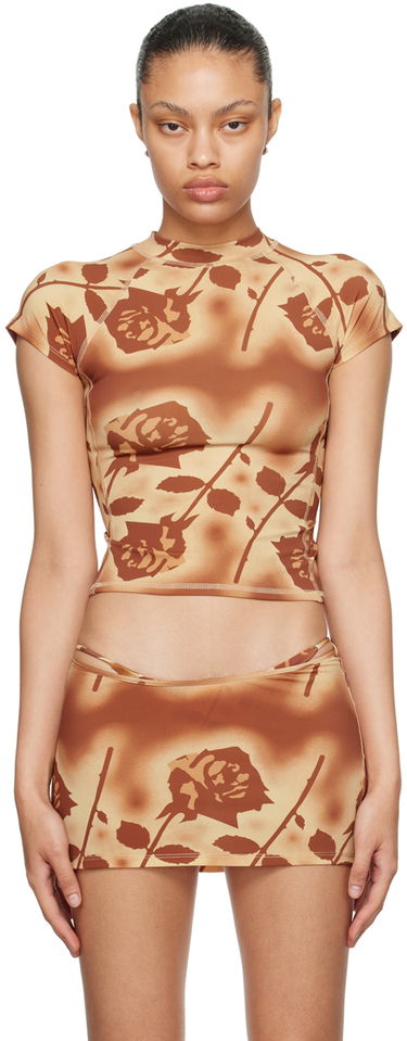 Пола Miaou Miaou Frankie Rose Print T-Shirt Кафяво | 2022TKSRO, 0