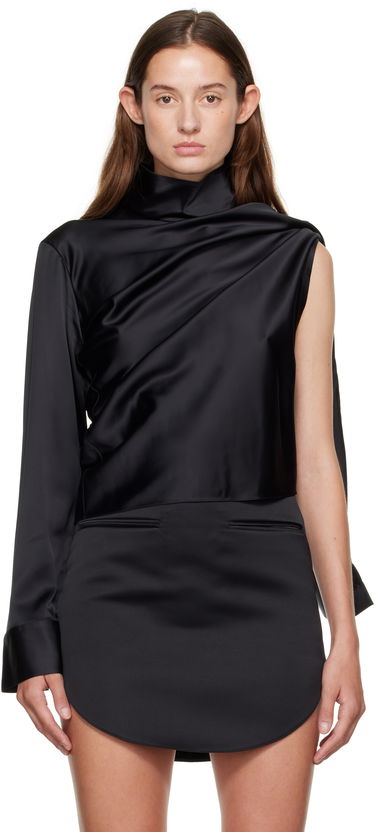 Риза Courrèges Courrèges Off-Shoulder Satin Top Черно | 325CCH094VI0073, 0
