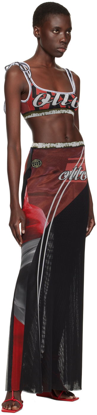 Пола Ottolinger Ottolinger Printed Mesh Maxi Skirt Черно | 0101315, 3