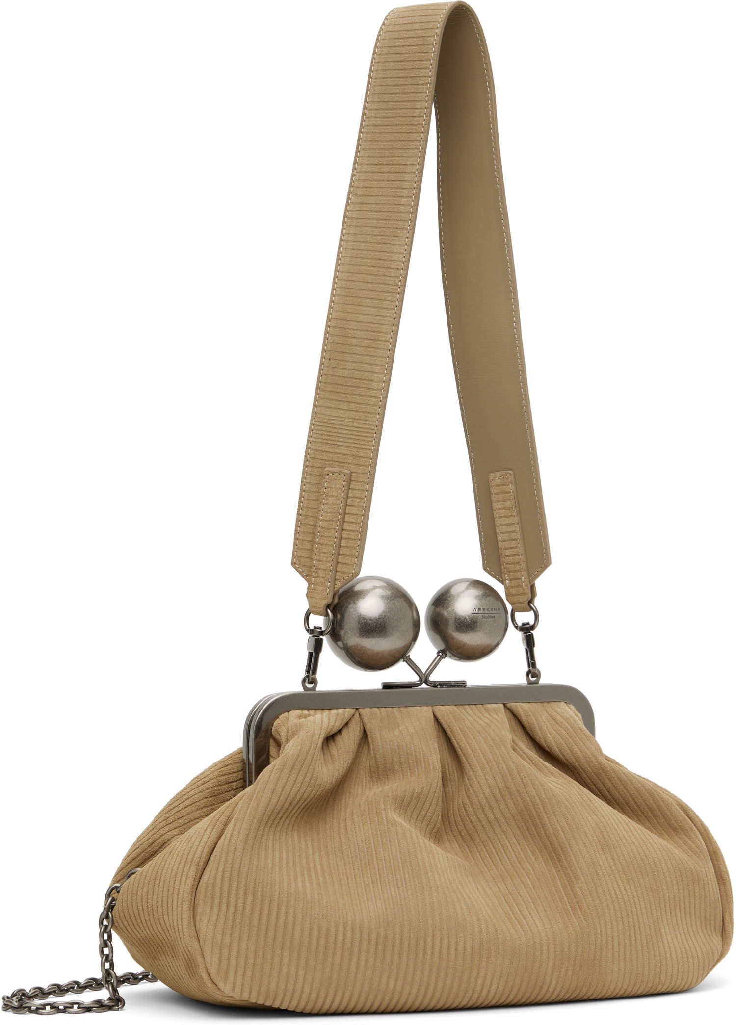Дамска чанта Max Mara Weekend Max Mara Destino Suede Shoulder Bag Бежово | 2515511044600, 1