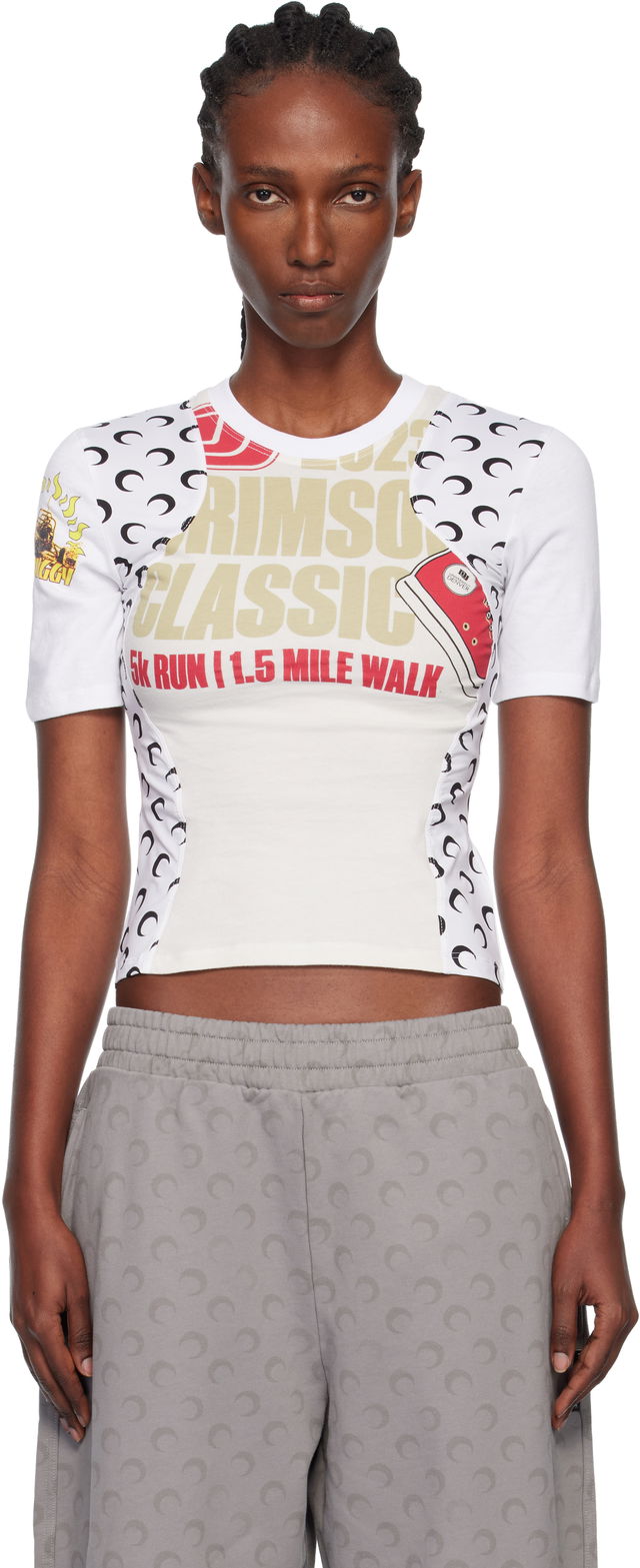 Regenerated Graphic Jersey Baby Fit T-Shirt with Crimson Classic and Moon Print
