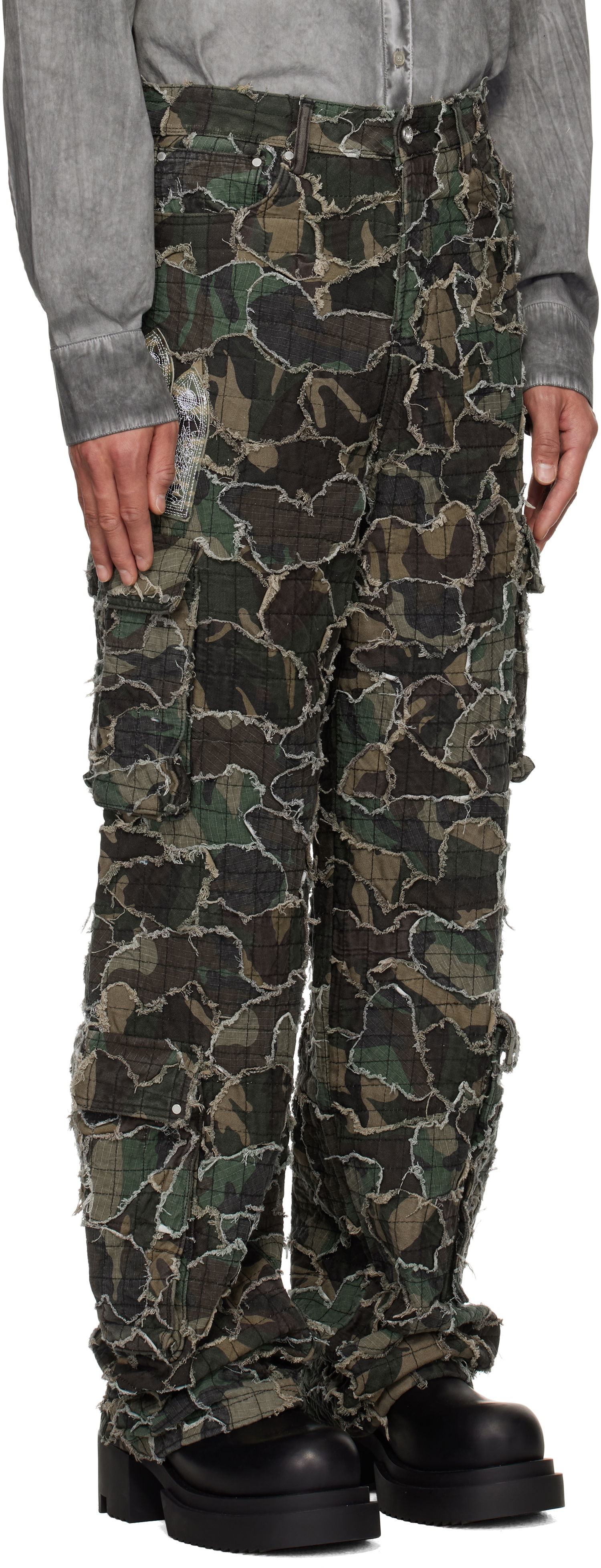 Карго панталони Who Decides War Who Decides War Washed Camo Cargo Pants Зелено | 1121140011SS25, 1