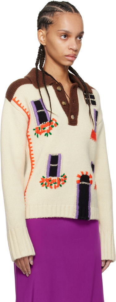 Пуловер JW Anderson JW Anderson House Intarsia Polo Sweater Червено | KW1405-YN0413, 4