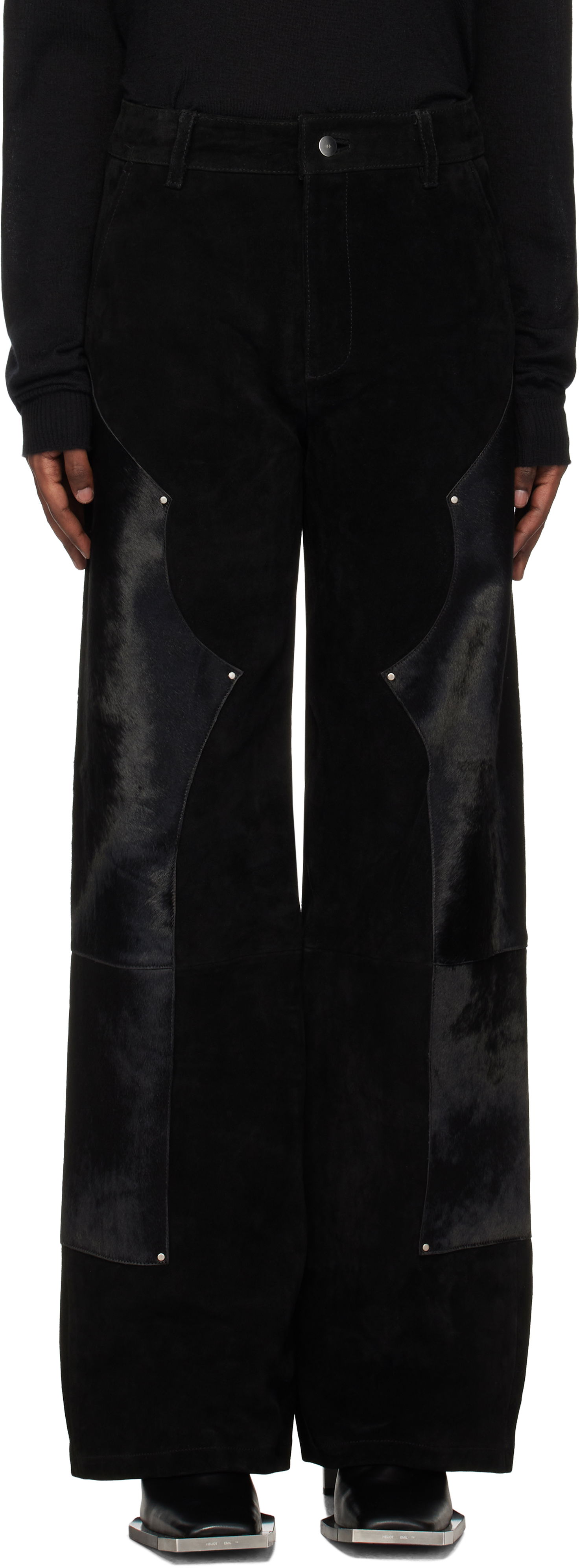 Панталони HELIOT EMIL Carpenter Suede Pants Черно | AW24_W_10_176_BLK01, 0