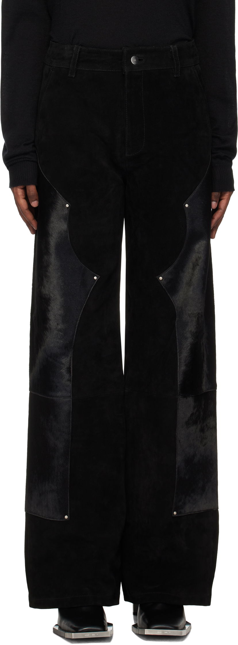 Панталони HELIOT EMIL Carpenter Suede Pants Черно | AW24_W_10_176_BLK01