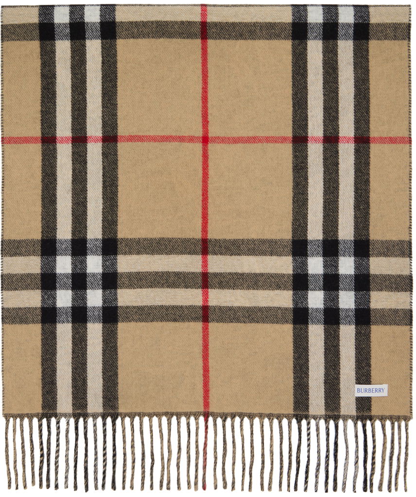 Шал Burberry EKD Cashmere Reversible Scarf Beige Бежово | 8074289, 1