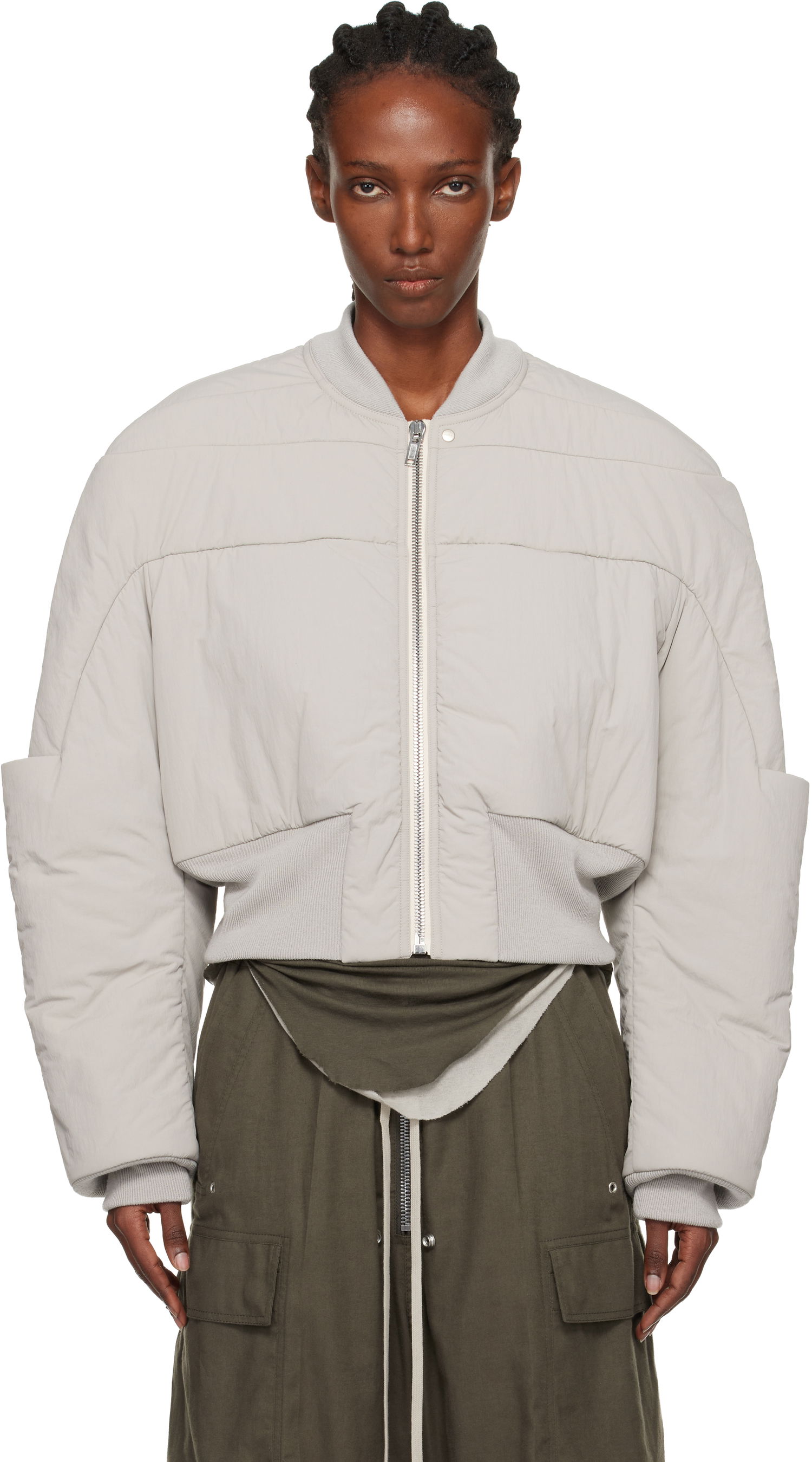 Яке бомбър Rick Owens Concordians Girdered Cropped Bomber Down Jacket Сиво | RP02E4779 MTT0, 0