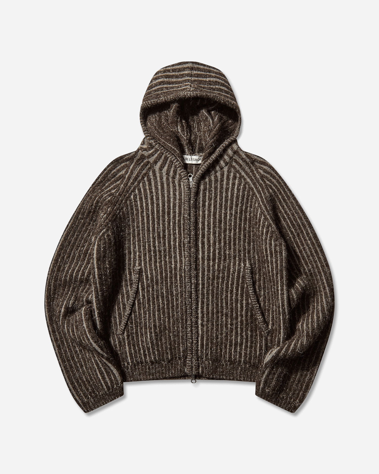 Пуловер OUR LEGACY Level Hooded Full-Zip Striped Sweater Кафяво | M4253LV 001, 1