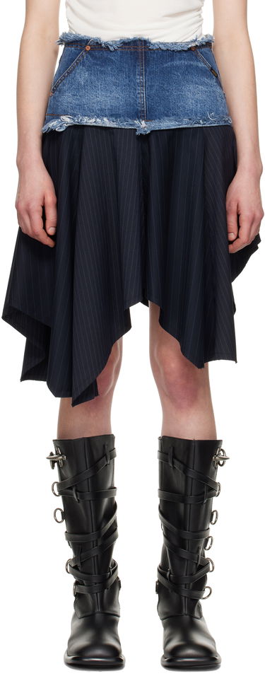 Пола Andersson Bell Andersson Bell Combination Denim Midi Skirt Синьо | apa800w, 0