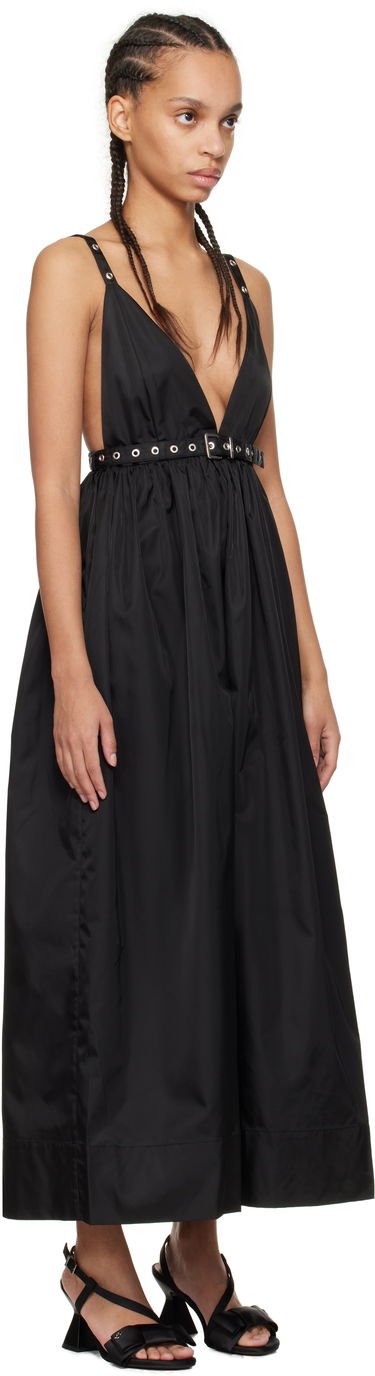 Pокля GANNI GANNI Duchesse Nylon Strap Maxi Dress Черно | W0030, 1