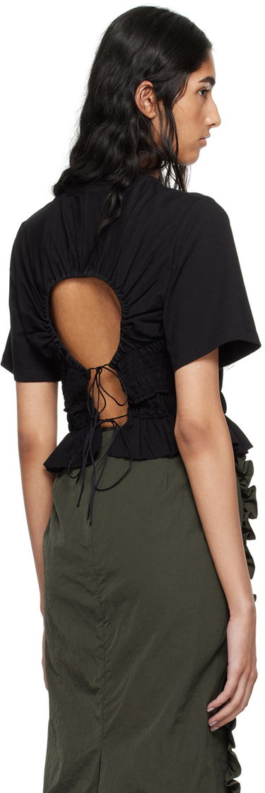 Тениска Cecilie Bahnsen Smocked T-Shirt Черно | 2.24RTW11003 OASIS TOP, 2