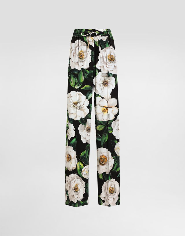 Dolce & Gabbana Camellia Print Drawstring Pants