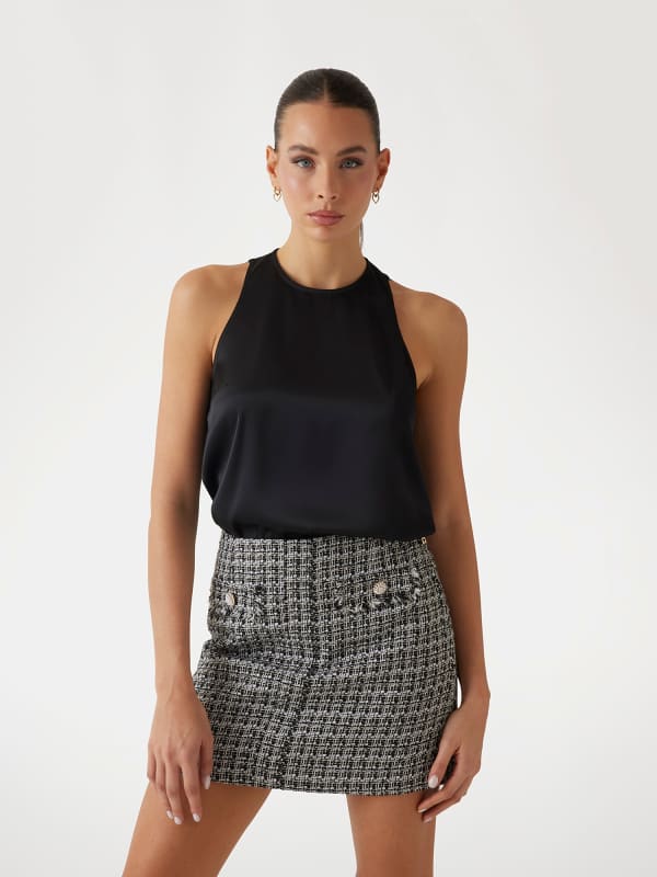 Пола GUESS Sleeveless A-Line Satin Top Черно | W5RH47WFQC2, 0