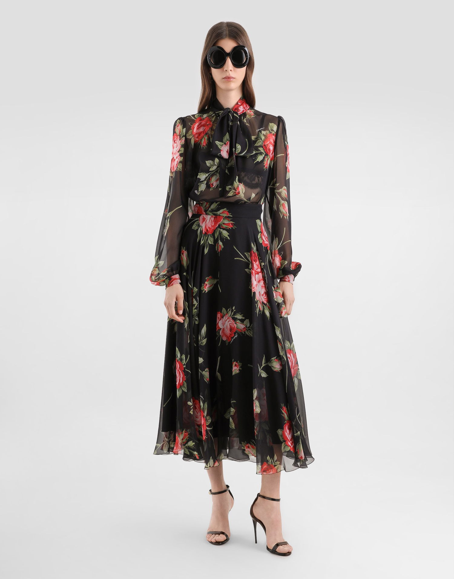 Риза Dolce & Gabbana Dolce & Gabbana Rose Bouquet-print Chiffon Top Woman Collection Многоцветен | F7BJ2TIS11FHN5ZN, 1