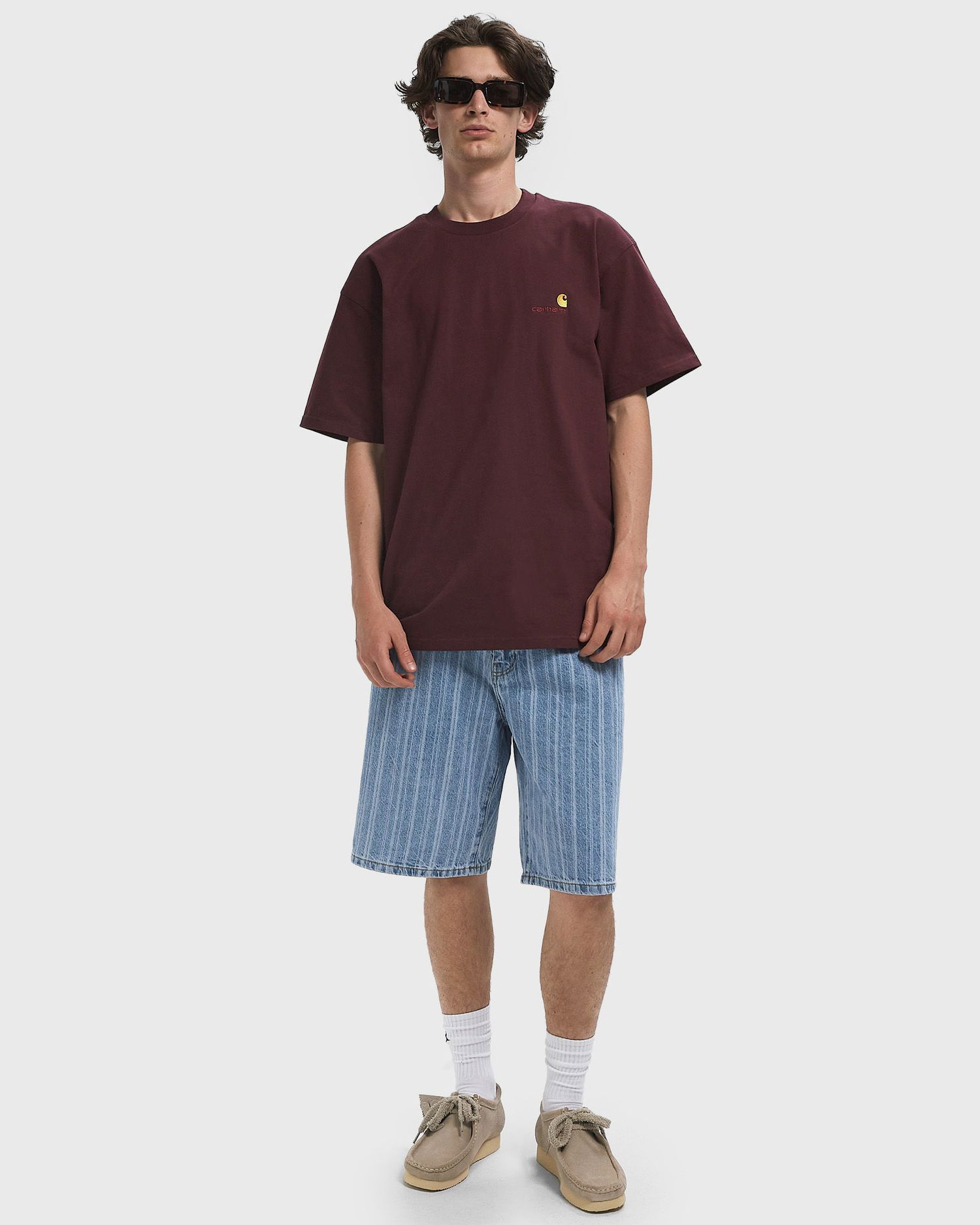 Тениска Carhartt WIP American Script T-Shirt Бургунди | I029956-33K.XX, 1